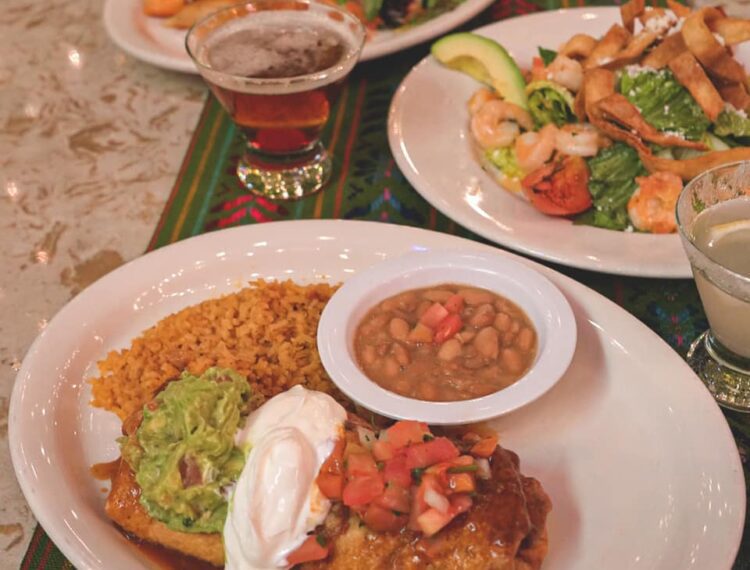 various Mexican food dishes