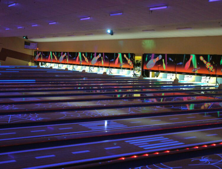 inside bowling alley