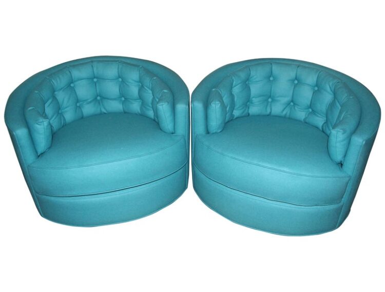 two teal chairs