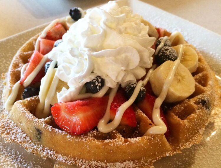 waffle with whip cream