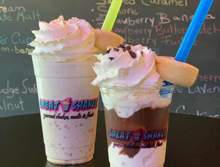 Two Great Shakes shakes with donuts