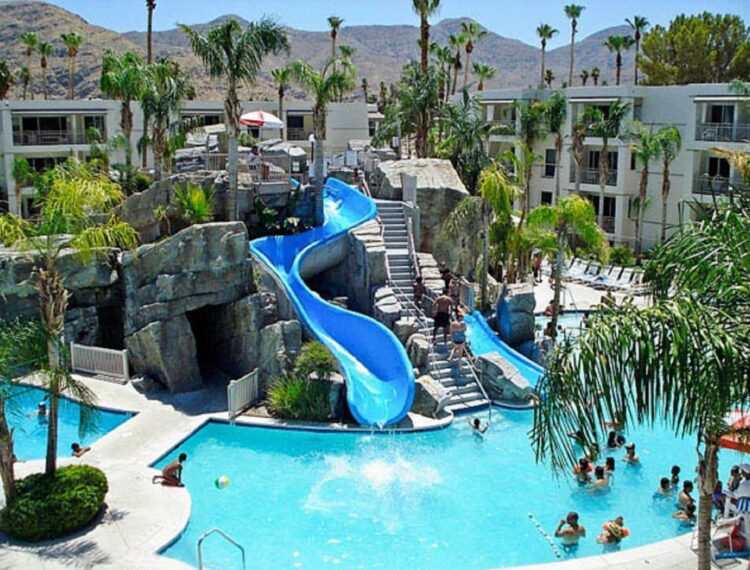 pool and slide at Palm Canyon Resort