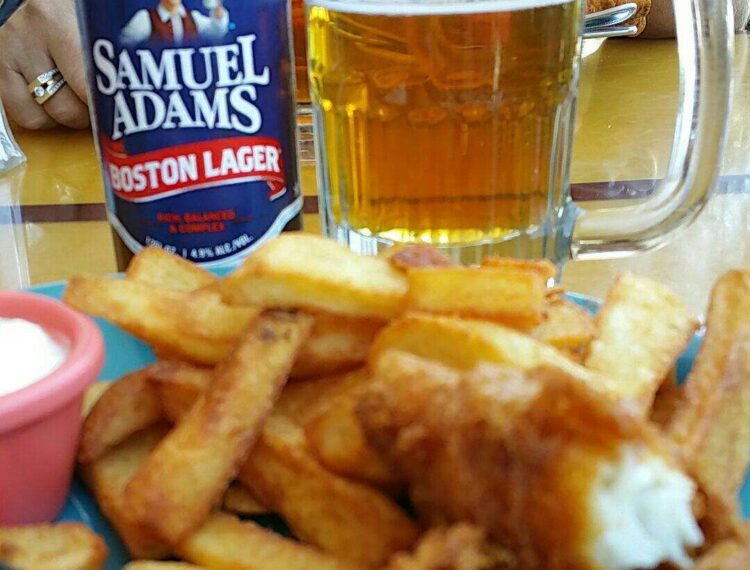 fish & chips with beer