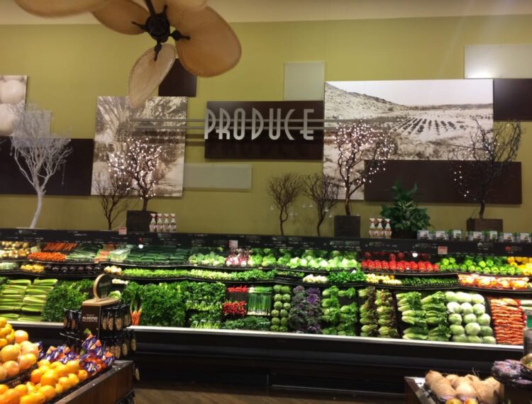 produce section at grocery store