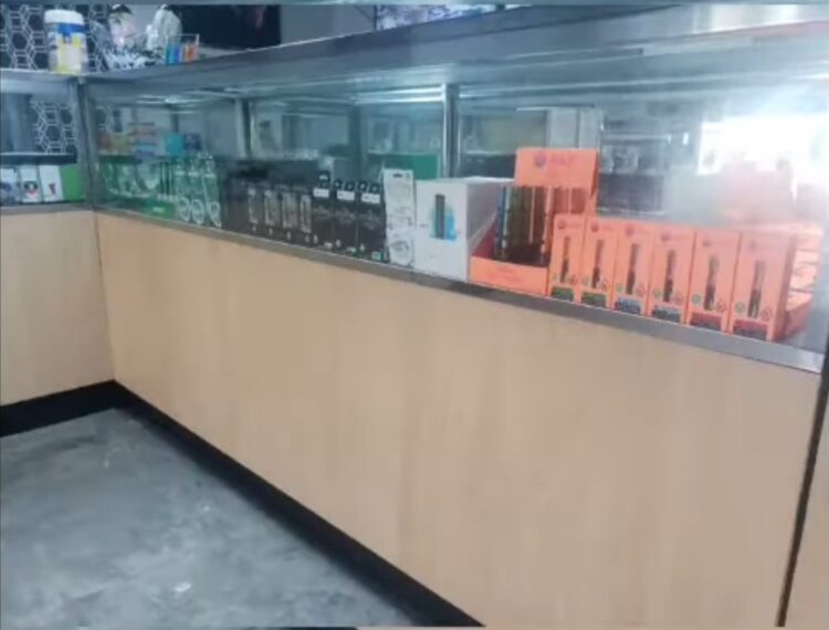 product behind counter