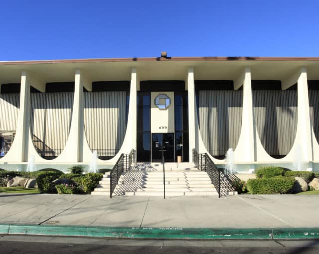 "Palm Springs,United States- November 28,2012: Chase Bank Palm Springs. Originally the Coachella Savings And Loan. Built in 1960. One of the many Mid Century Desert Modernism buildings that have been preserved in Palm Springs California."
